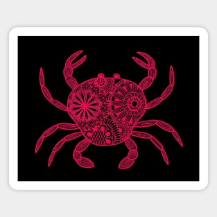 Mandala Crab (red and black inverted) Magnet